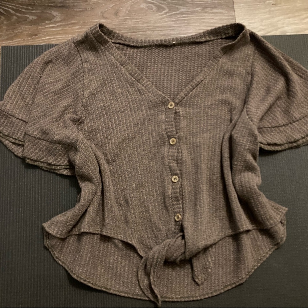 Brown Button-Up Women's Top